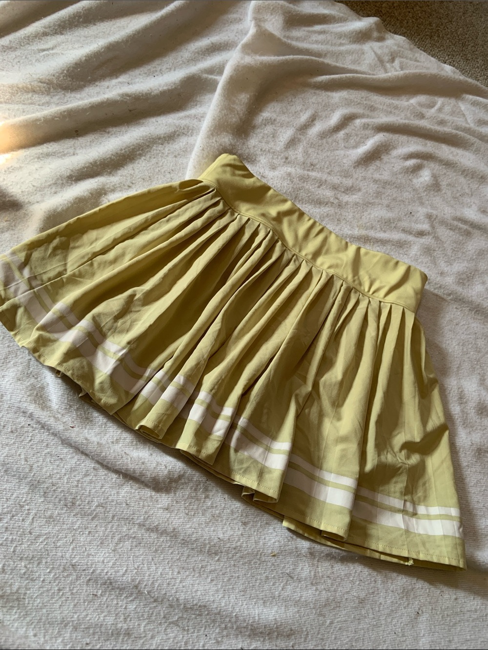 Sincerely Jules yellow-Green Mini Skirt skort with White Stripe golf tennis M